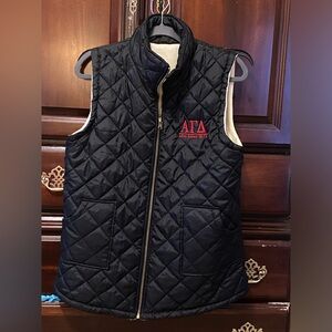 Black Quilted Vest with Red Embroidery